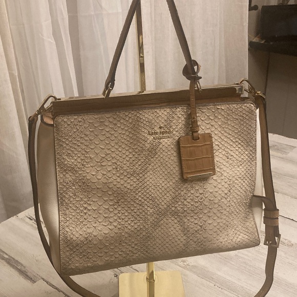 Genuine Kate Spade NYCPembrey Place Angelika Leather Cream and Tan Handbag